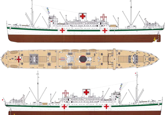 Корабль IJN Hikawa Maru [Hospital Ship] - чертежи, габариты, рисунки